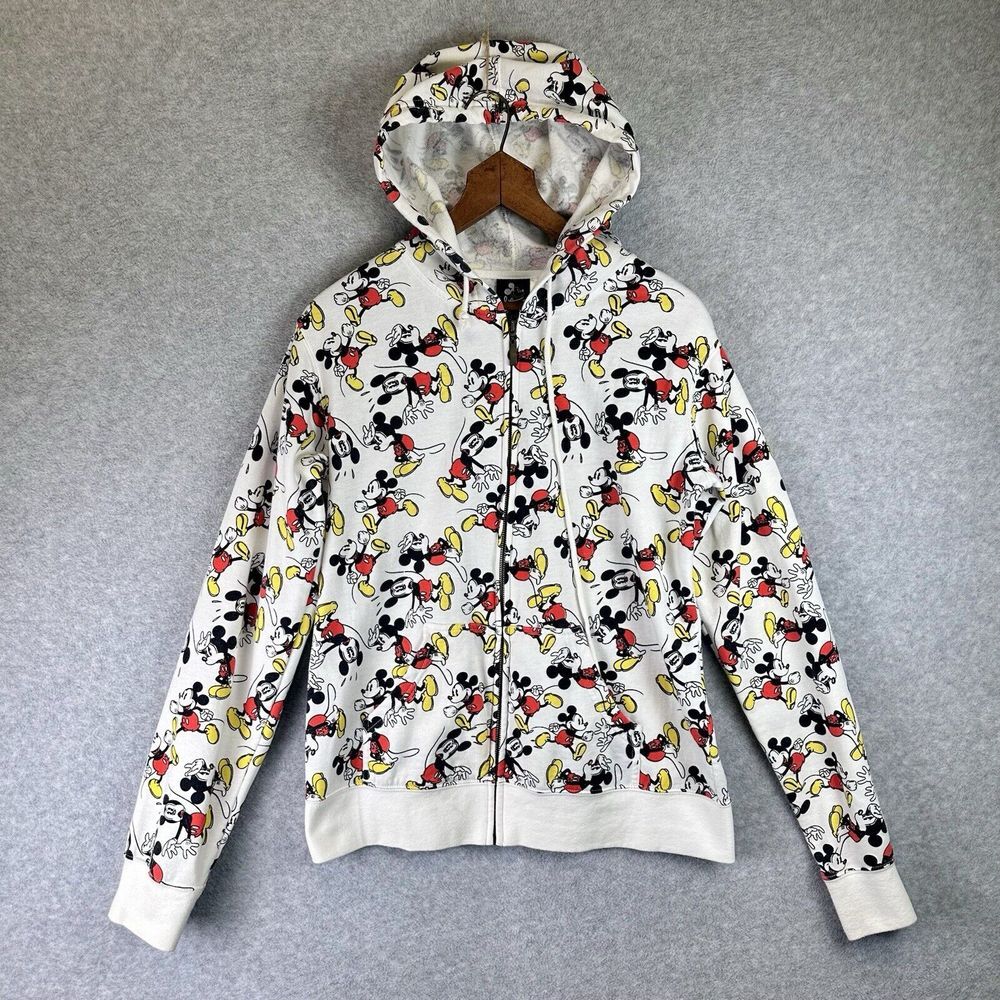Mickey Mouse Hoodie Juniors Size L (11-13)‎ All-Over Print Full Zip Sweatshirt